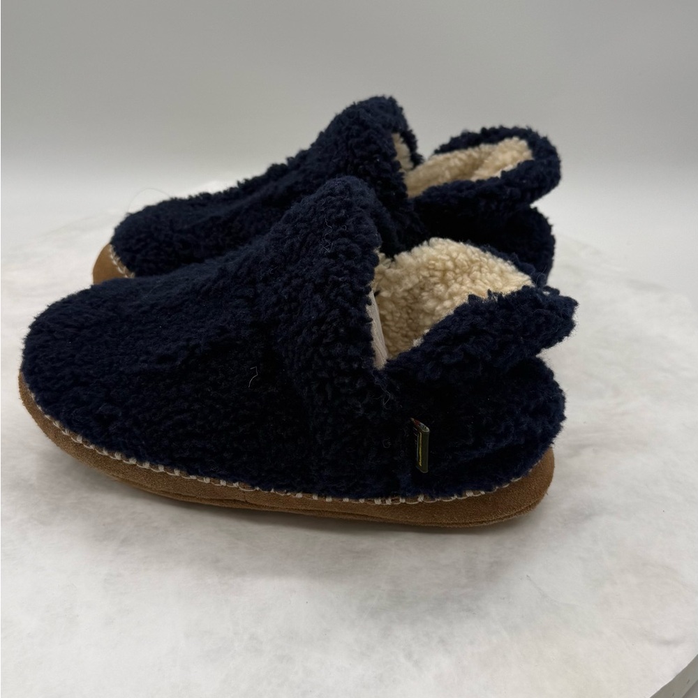 L.L. Bean Kids Navy Sherpa Slip-On Slippers.Size 3-4 - Picture 3 of 7